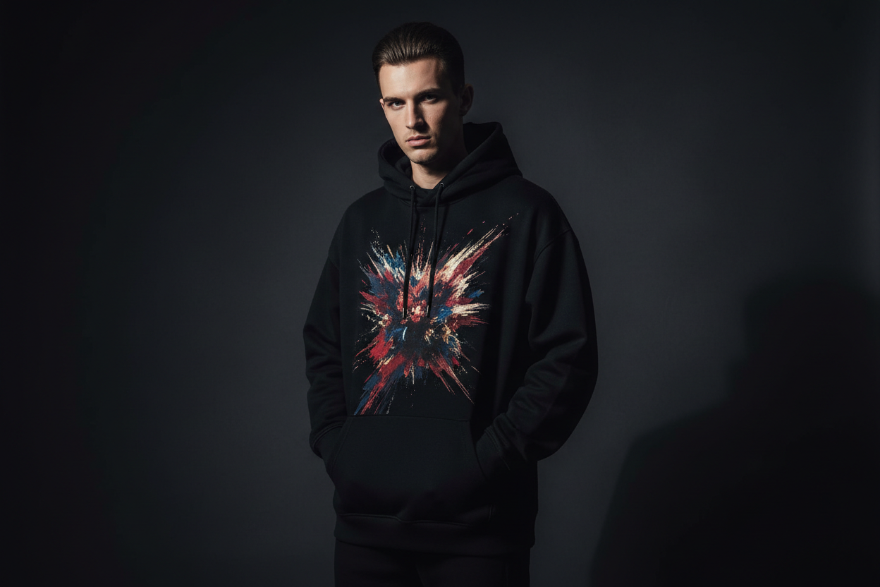 Luxury Black Hoodie Print